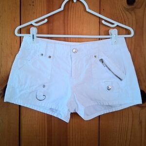 Let Me B. Junior Lowrise Ripstop Shorts with Silver Accents